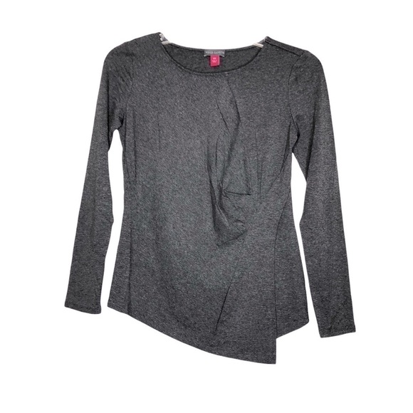NEW - VINCE CAMUTO - Gray Long Sleeve Round Neck Knit Asymmetrical Top - Size XS - Picture 1 of 4